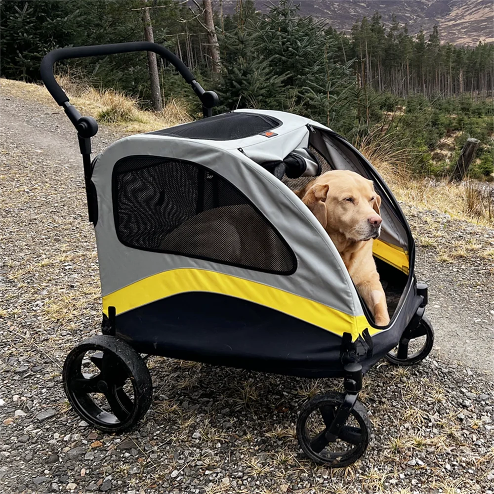 Premium 4 Wheel Dog Stroller Pram Foldable Cart for Small Medium Large Dogs