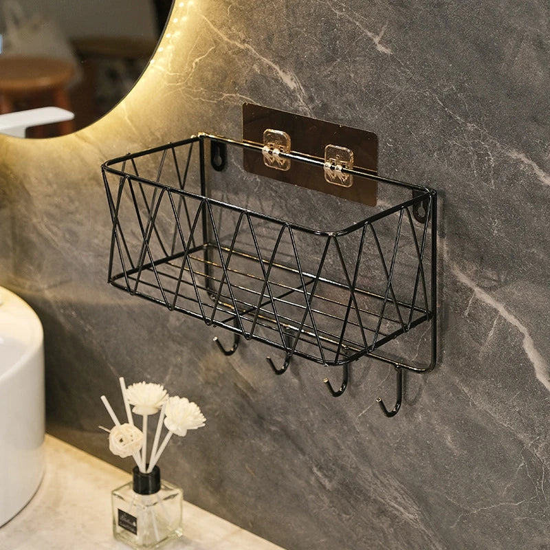 Metal Wall Mounted Basket Organizer Large Capacity Bathroom