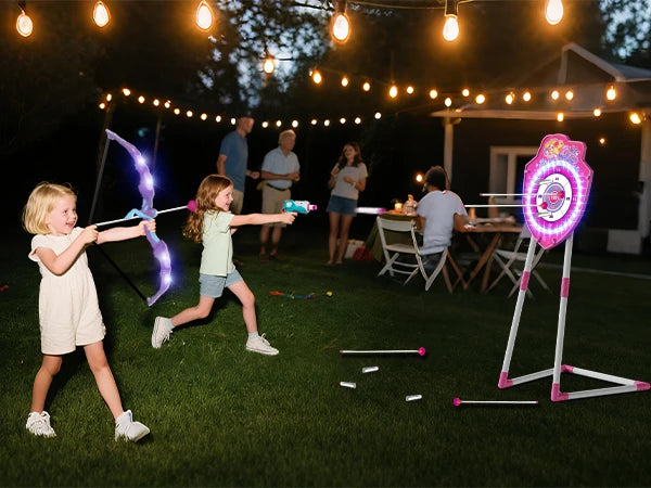 VATOS Night Light Bow and Arrow Toy for Girls Archery Set with Target Board