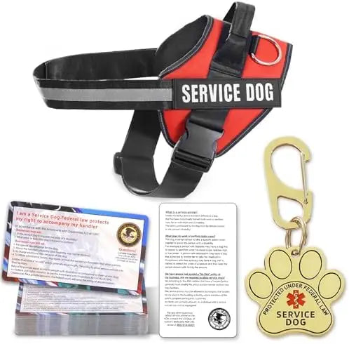 Service Dog Vest And ID Cards Set For ADA Compliance With Durable Metal Tag