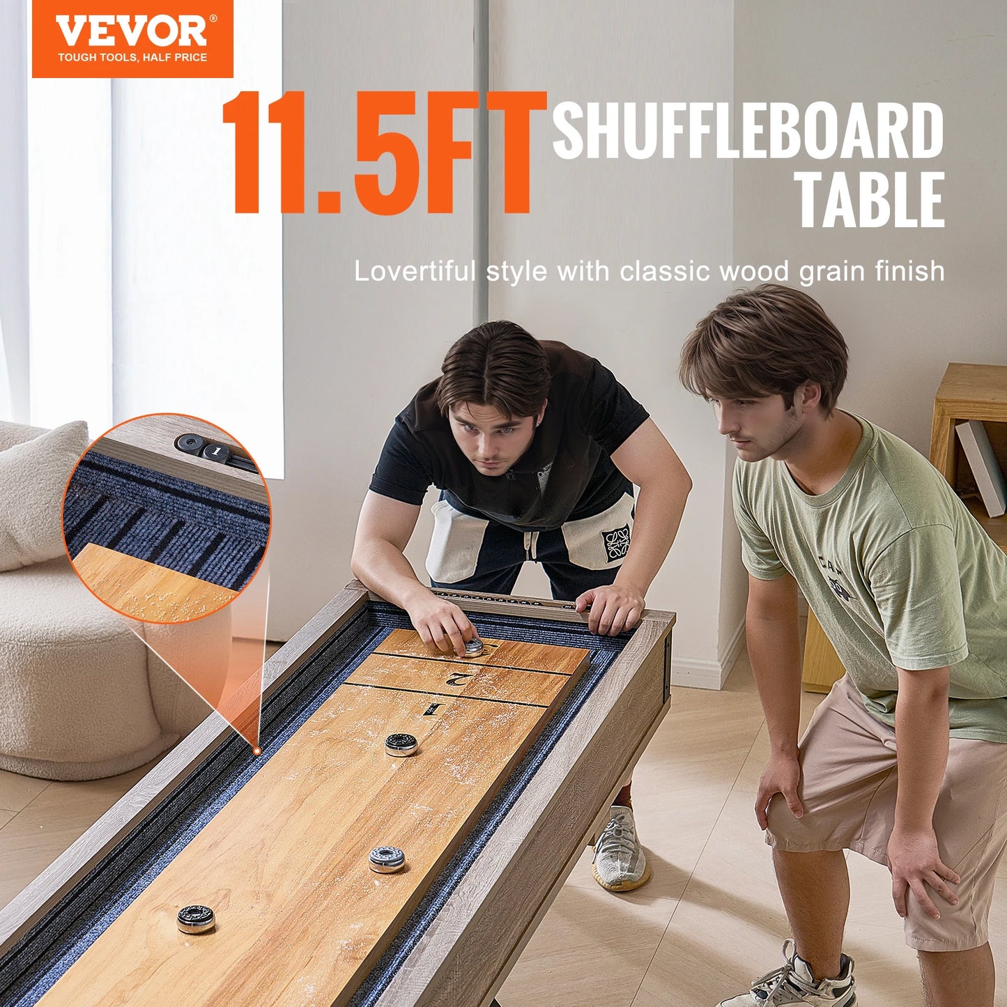 SucceBuy 11.5ft Shuffleboard Table 2 In 1 Bowling Combo