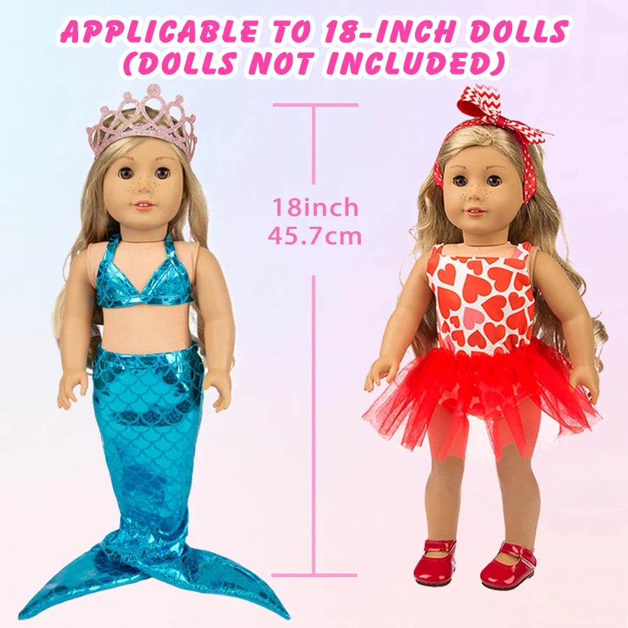 Doll Clothes Mermaid Tail Set Dress Shoes for 18 Inch Dolls