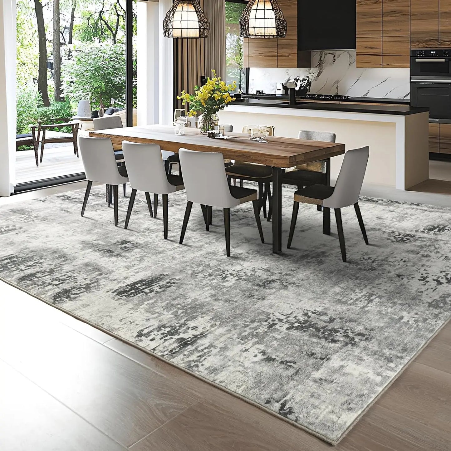 Living Room Area Rugs Soft Large Modern Abstract Boho Vintage Machine Washable Non Slip Carpet Low Pile Rug