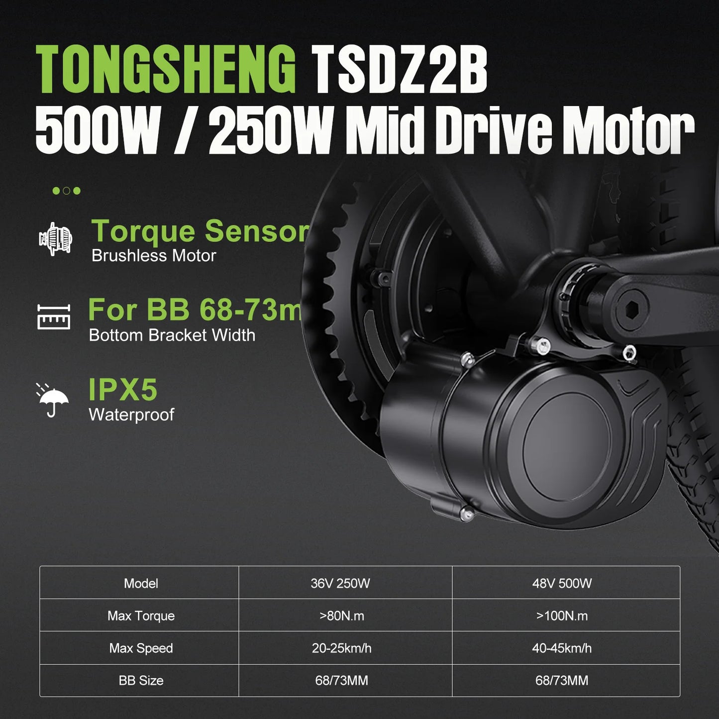 Tongsheng TSDZ8 750W Mid Drive Motor Kit 68mm 73mm BB