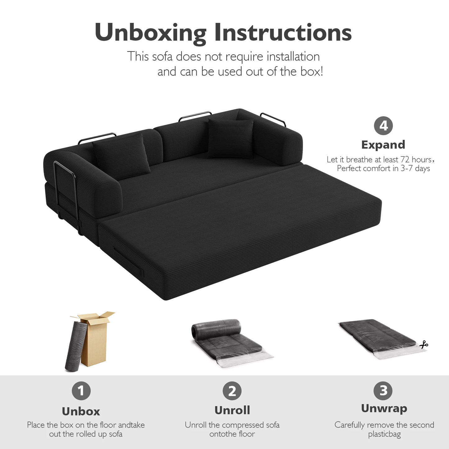 Convertible Floor Sofa Bed With Fixed Shape Frame 5 In 1 Living Room Sofa