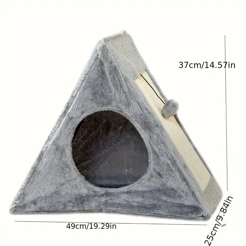 Cat Bed Under 15 Lbs With Plush Ball Toy Scratching Board