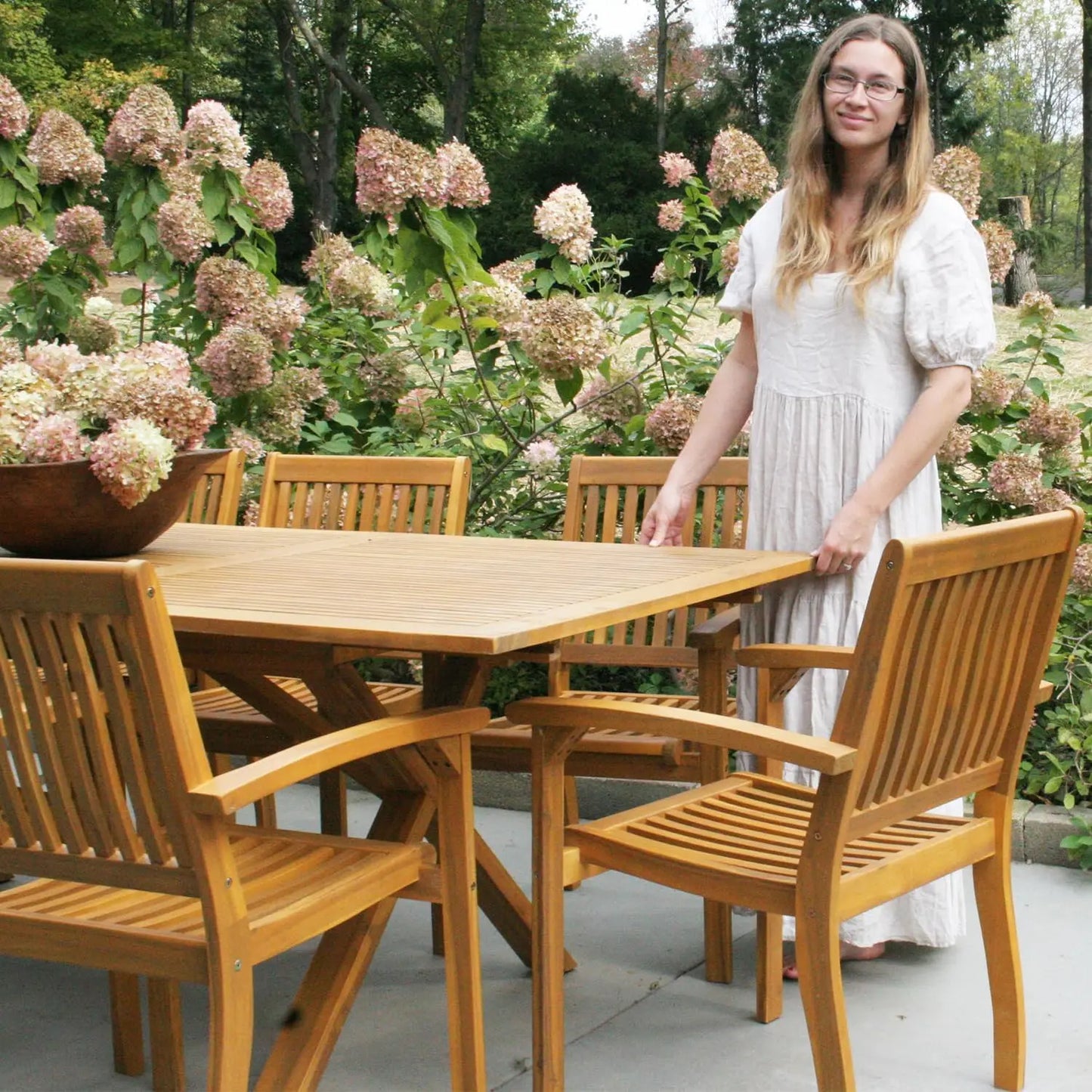 Wood Patio Dining Chairs Set Of 2 Outdoor Acacia Wood With Armrests High Back