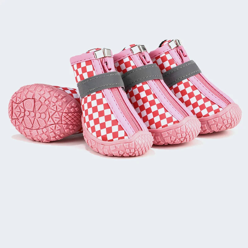 4 Pcs Dog Waterproof Shoes Rain Boots Reflective Strip Anti Slip For Small Pets