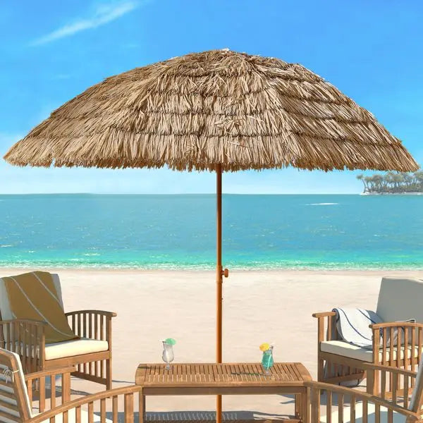 8 Foot Thatch Patio Tiki Umbrella Raffia Palapa Straw Beach Shelter