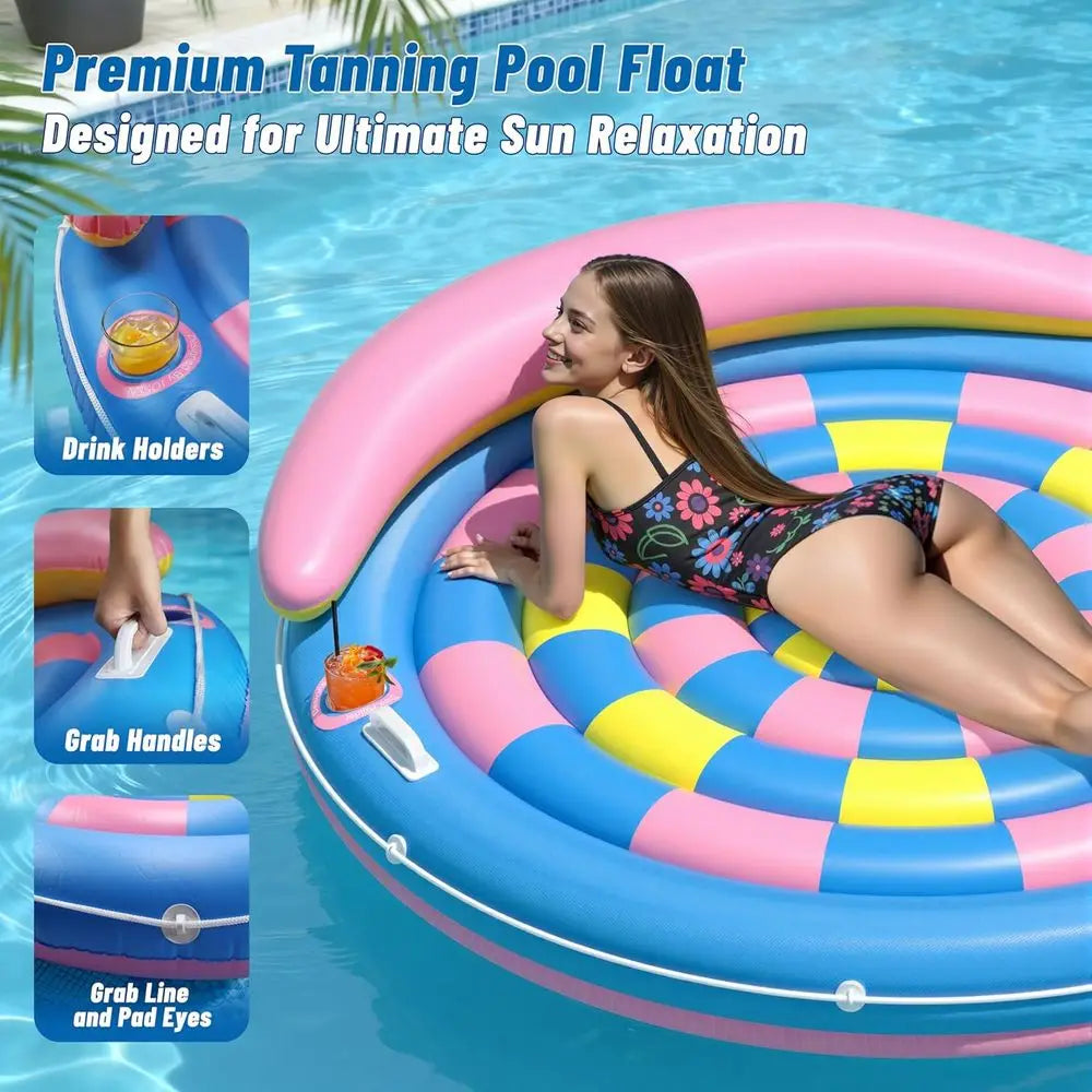 Extra Large Heavy Duty Round Pool Float For Adults With Cup Holders Rivers Lakes