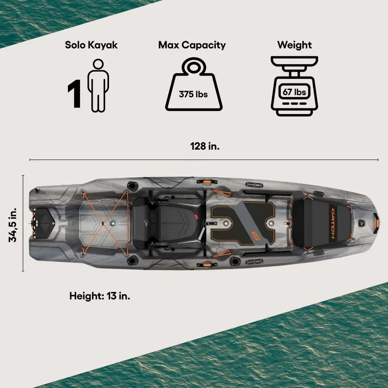 Catch Mode 110 Premium Angler Kayak Fishing Kayak With Lawn Chair 10.5 Feet