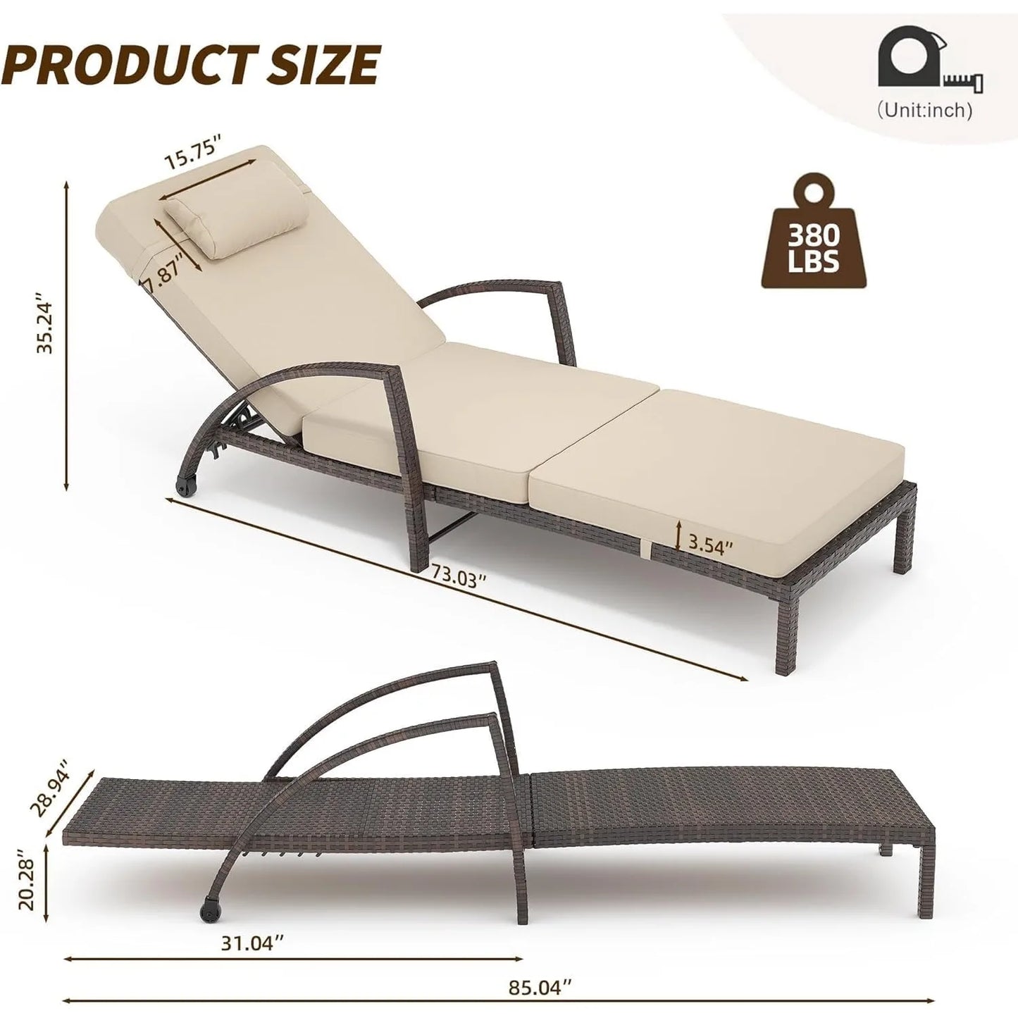 Outdoor Chaise Lounge Chairs Set Of 2 With Adjustable Backrest And Armrests