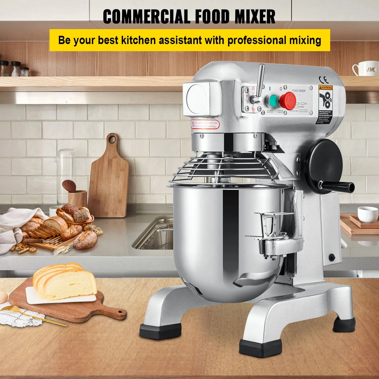SucceBuy Stainless Steel Electric Dough Machine 10 to 30L Commercial Cream Egg Whisk Mixer Kitchen Food Stand Blender