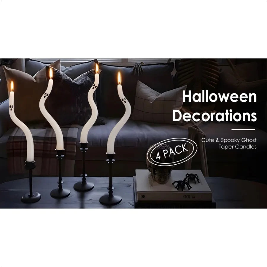 Halloween Ghost Taper Candles 4 Pack Centerpiece Decor