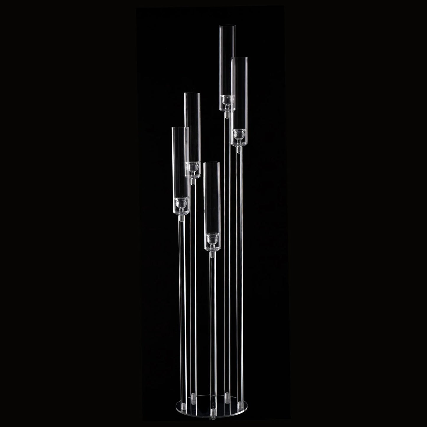 10 Pieces Acrylic 5 Arm Candelabra Clear Floor Candelabra Wedding Candlestick Holder Table Centerpiece Ceremony Party Home Decoration