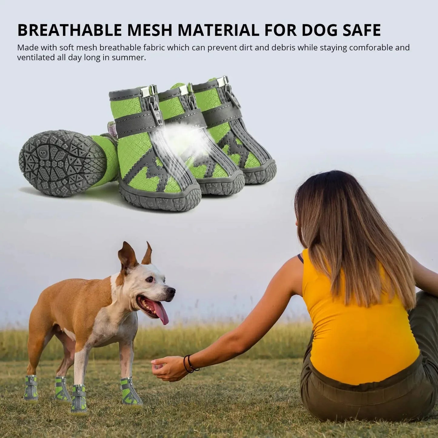 Waterproof Summer Dog Shoes 4 Pack Anti Slip Rain Booties For Small Pets