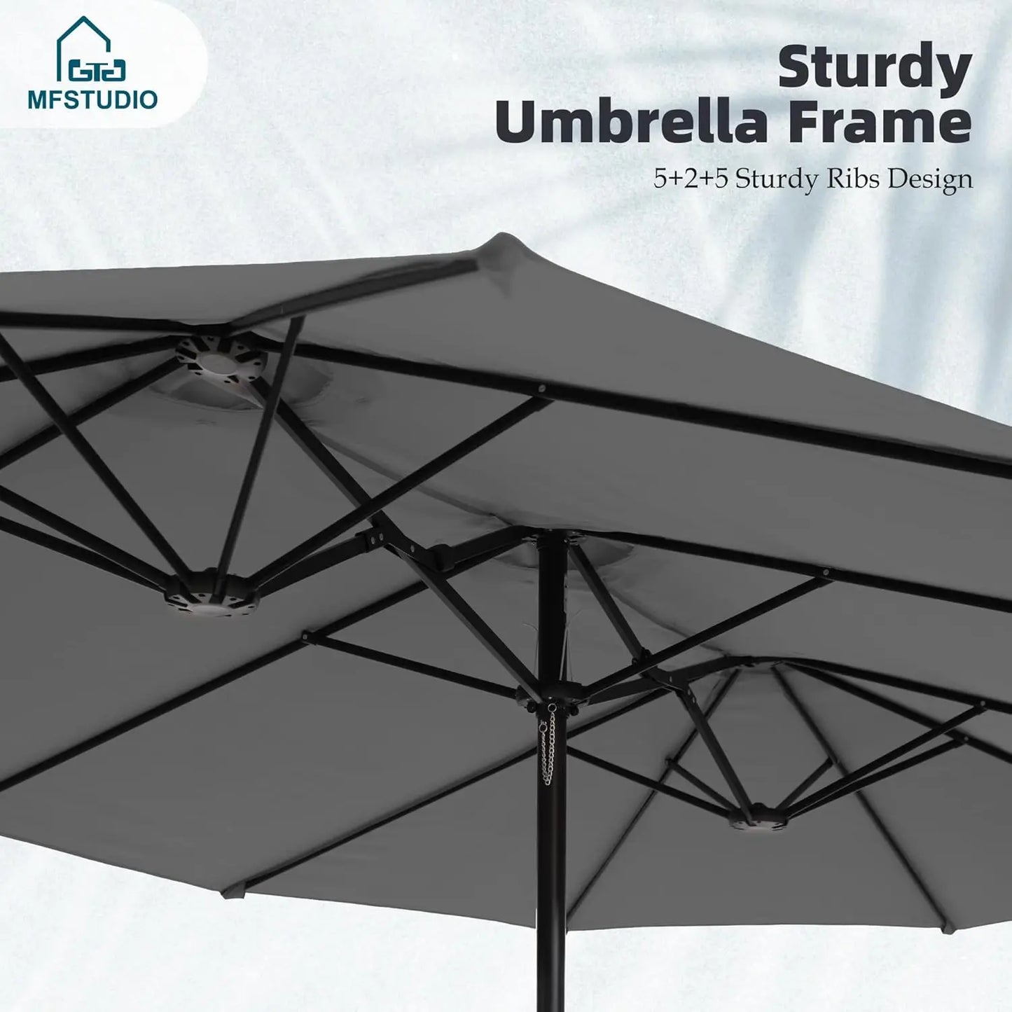 15Ft Double Sided Patio Umbrella With Base Included Rectangular Umbrella Crank
