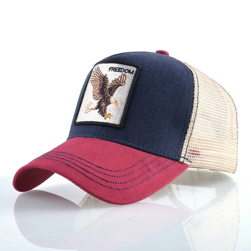 Unisex Embroidered Goat Patch Trucker Cap Four Seasons Snapback Baseball Hat