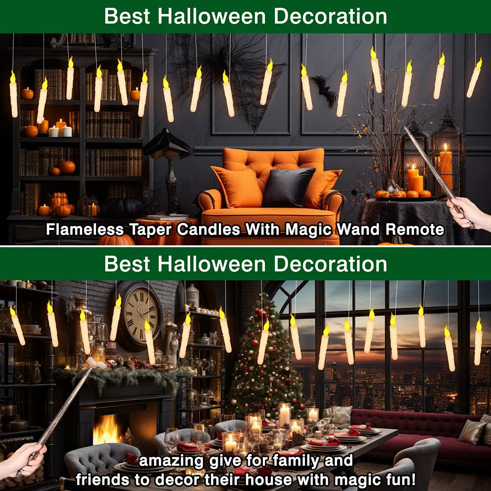 Floating LED Candles With Wand Remote Flameless Decor