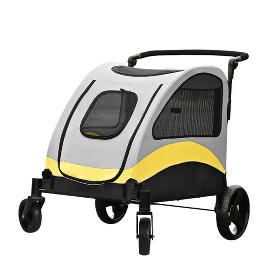 Portable Dog Stroller with Four Wheels for Large Dogs Foldable Cat Travel Carriage Breathable Carrier for Outdoor Play
