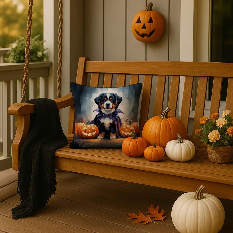Bernese Mountain Dog Puppy Halloween Throw Pillow Washable