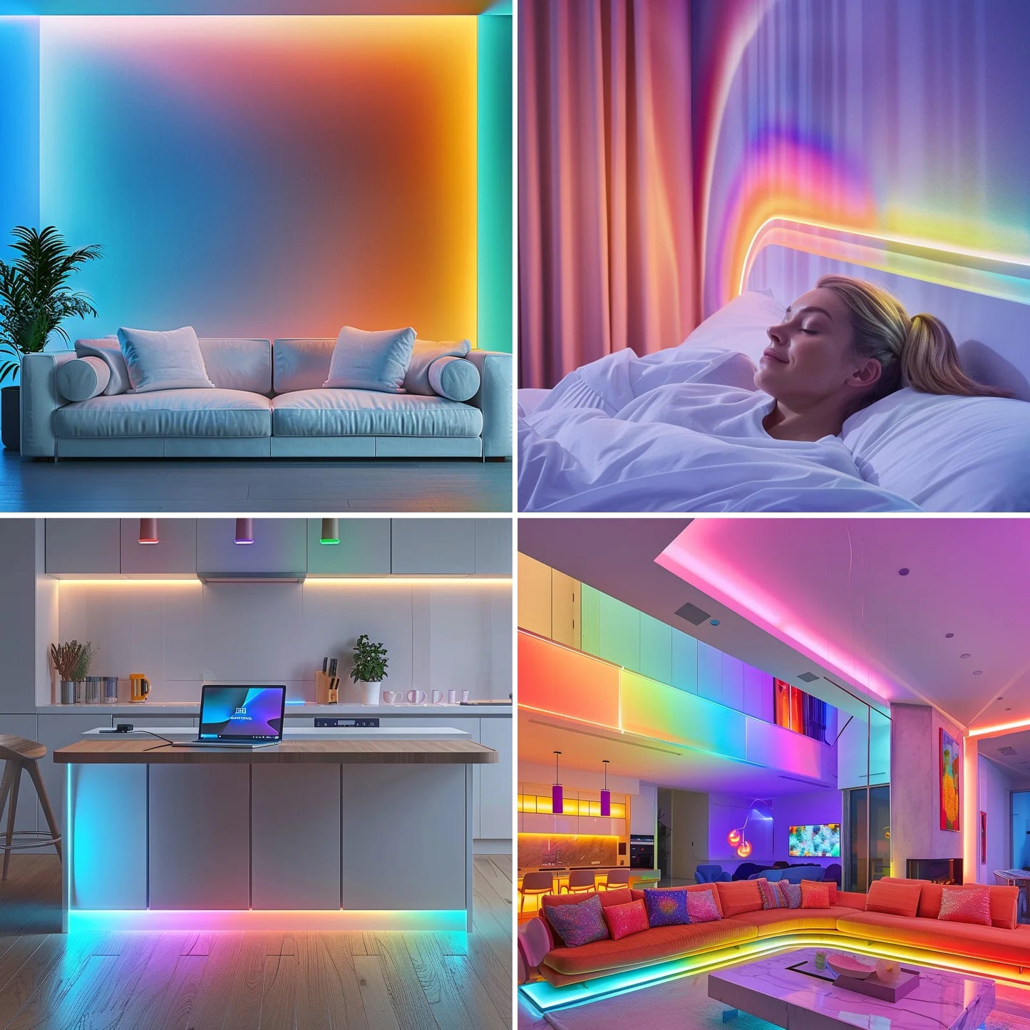 25ft 50ft 100ft 130ft Smart LED Light Strip Color Changing RGB with Built in Microphone for Music Rhythm
