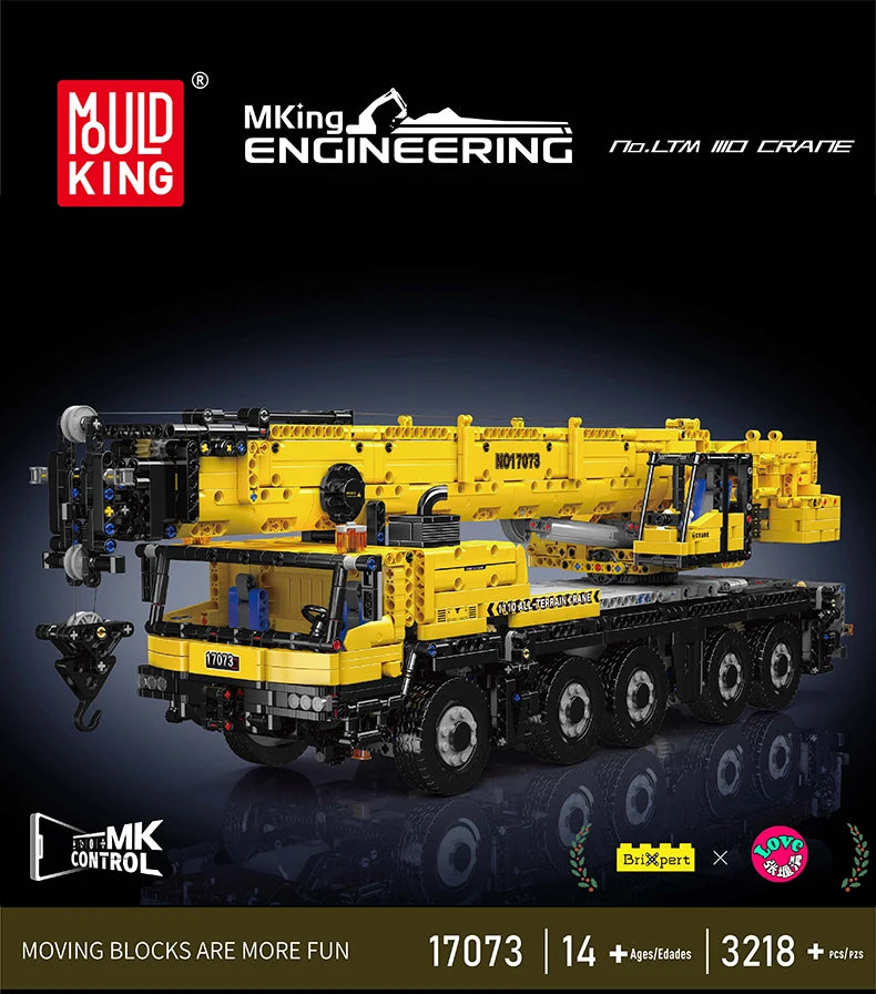 Mould King 17073 17074 RC LTM 1110 Crane Building Block Truck Brick Set