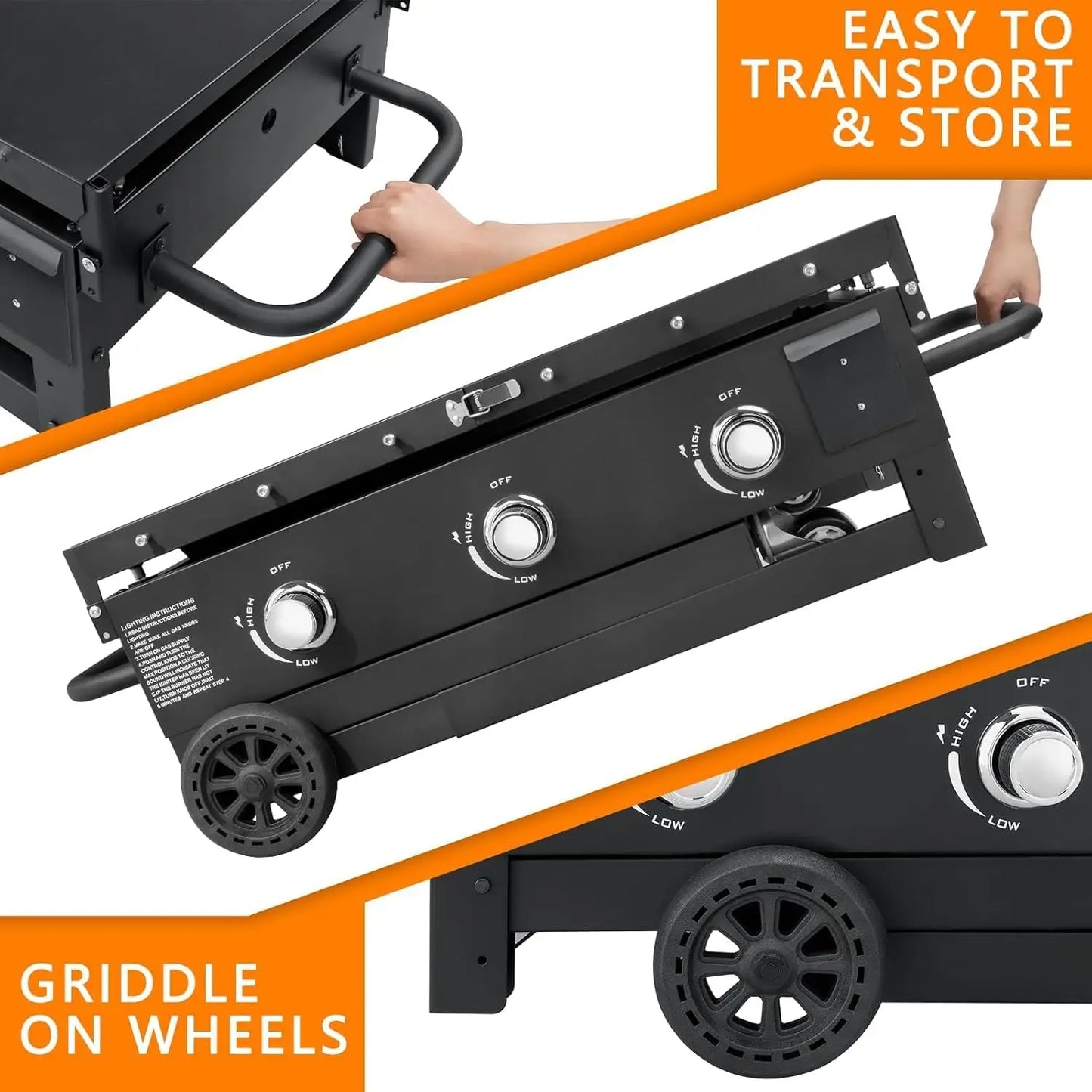Foldable Gas Griddle 31.5 Inch Propane Grill 45000 BTU