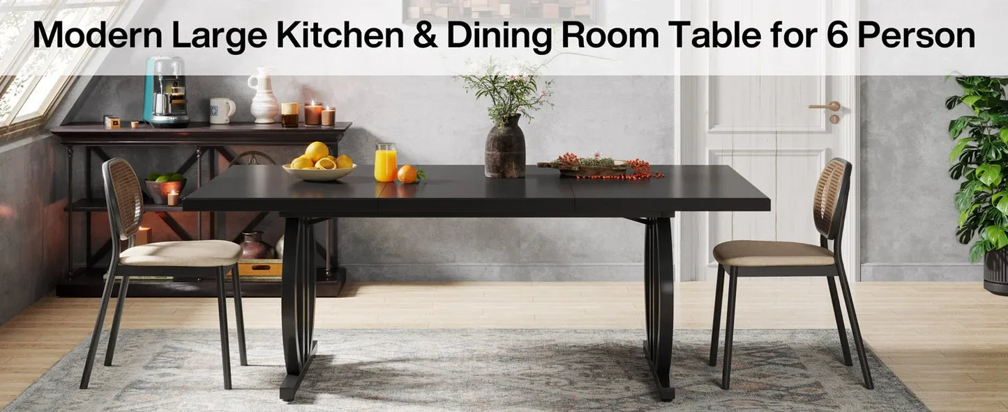 Tribesigns 63 Inch Dining Table for 4-6 with Metal Frame