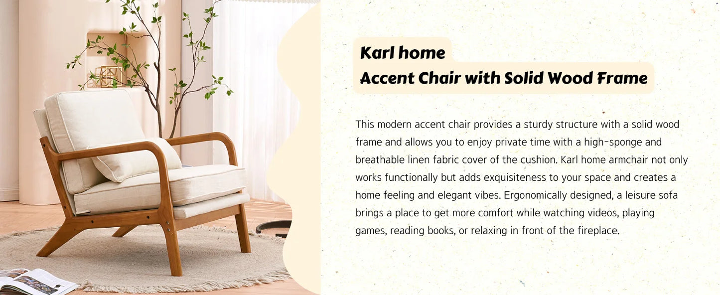 Mid Century Modern Corduroy Upholstered Lounge Armchair With Wood Frame