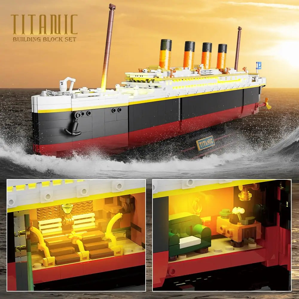 Titanic Building Set With LED 2 In 1 Ship Model And Glacier Display Stand