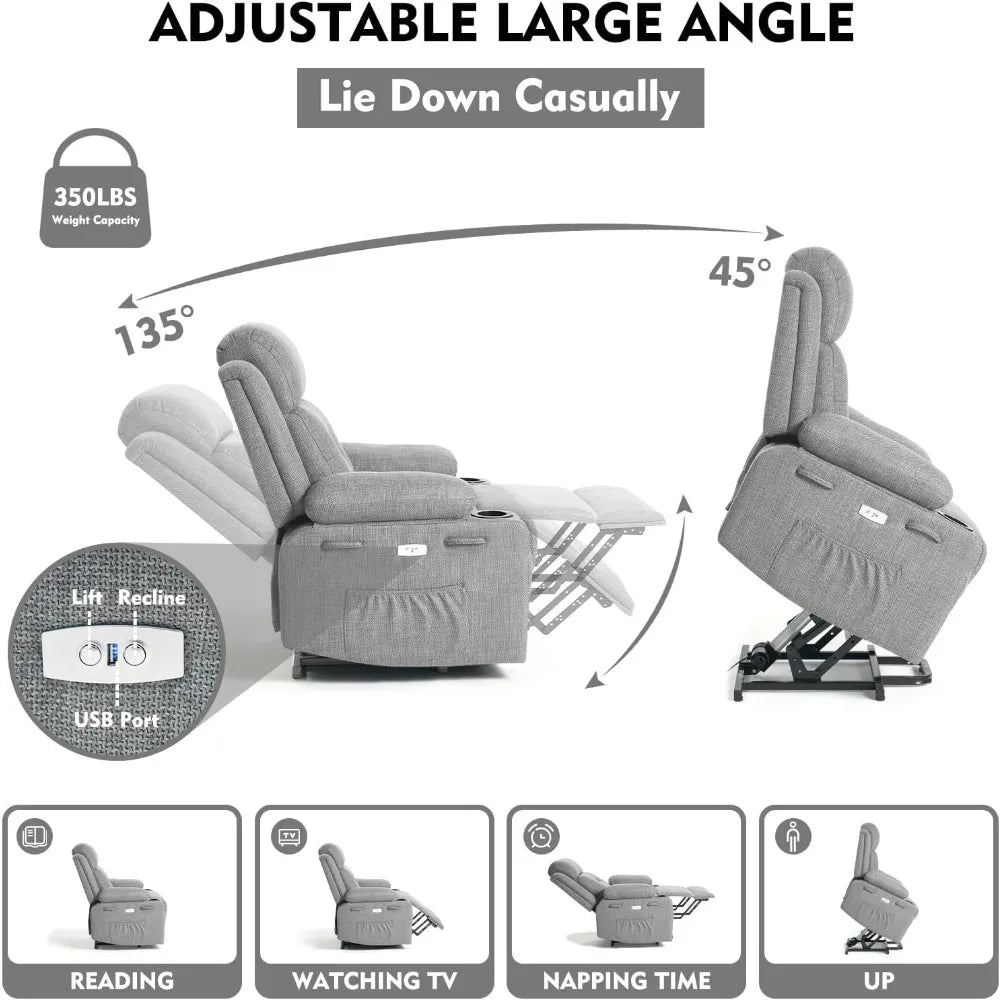 Aurora Power Lift Chair Electric Recliner With Heating And Vibrating Massage