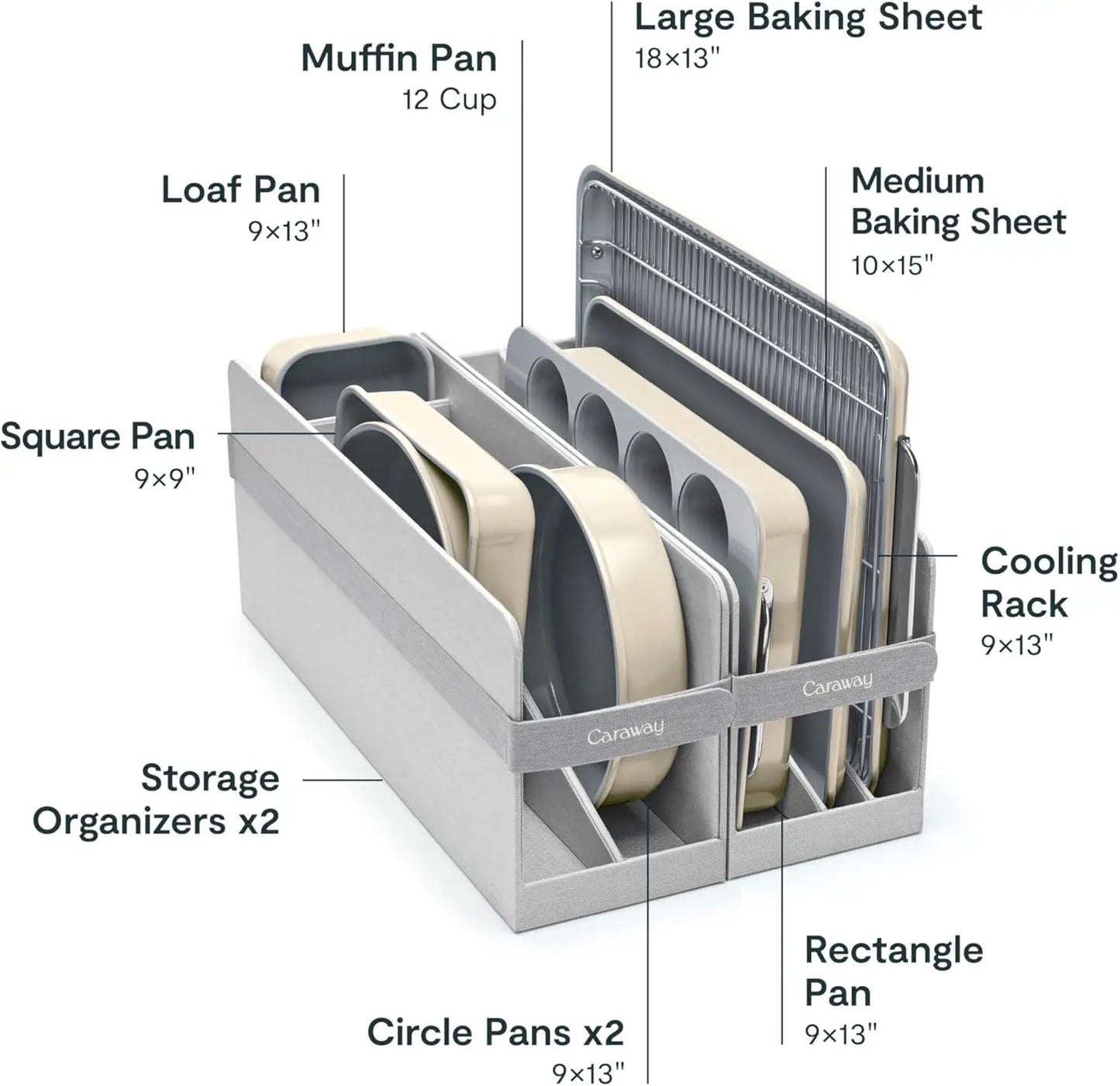 Nonstick Ceramic Bakeware Set 11 Pieces Baking Sheets Assorted Baking Pans Cooling Rack and Storage Aluminized Steel Body Non Toxic PTFE and PFOA Free Cream