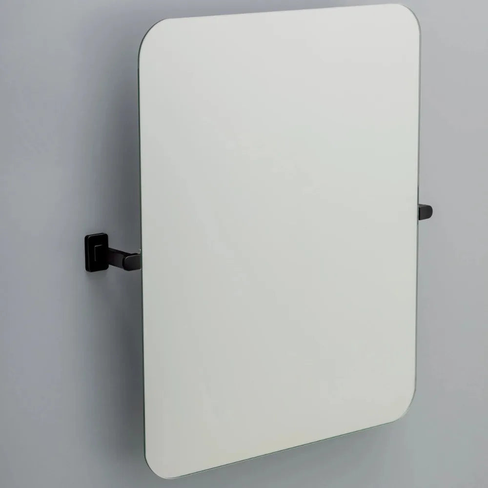 Matte Black Rounded Square Bathroom Vanity Tilt Mirror