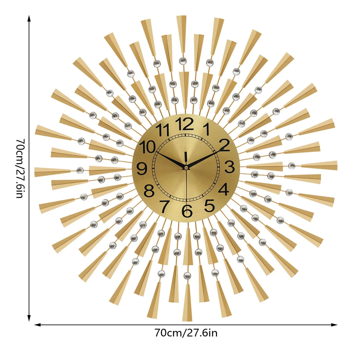 Large Wall Clocks for Living Room Decor Modern Gold Silent Battery Operated Non-Ticking Clock for Bedroom Kitchen Office