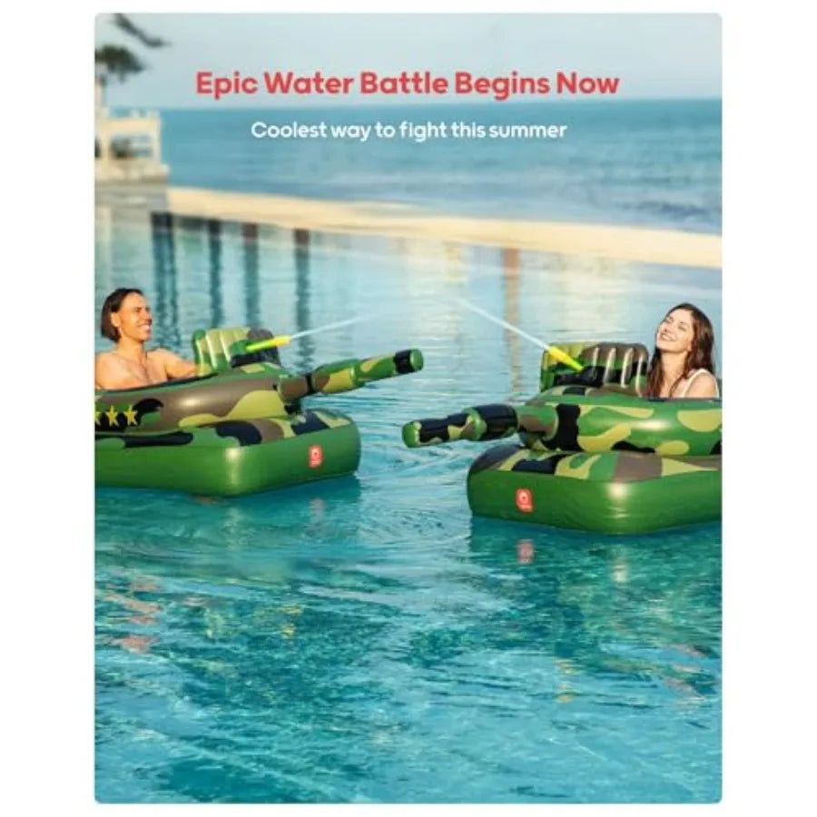 Inflatable Tank Pool Float For Adults Ride On Camouflage Float With Water Cannon