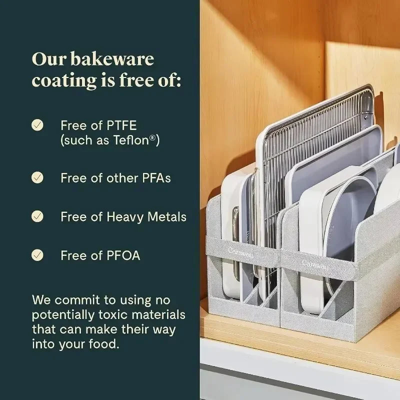 Caraway Nonstick Ceramic Bakeware Baking Sheets Assorted Baking Pans Cooling Rack Storage