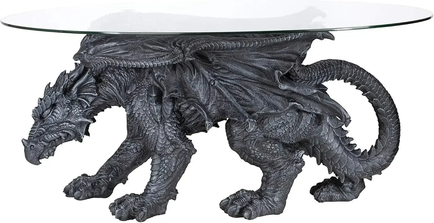 Warwickshire Dragon Gothic Glass Coffee Table 39 Inch