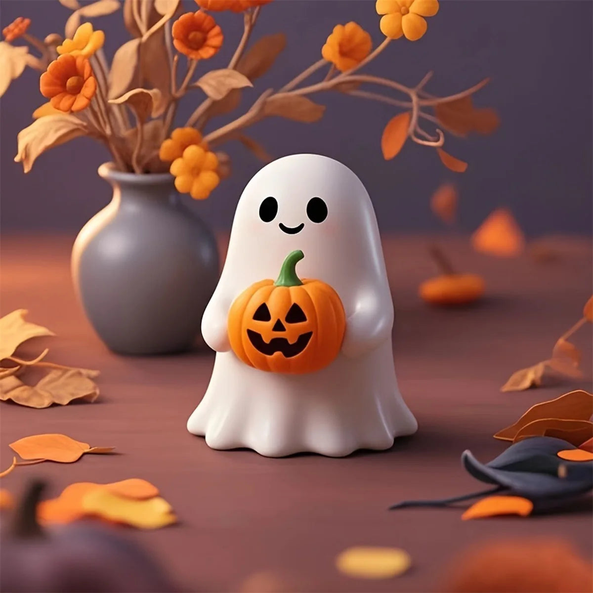 Spooky Halloween Resin Figurines Witch Cat Pumpkin Ghost