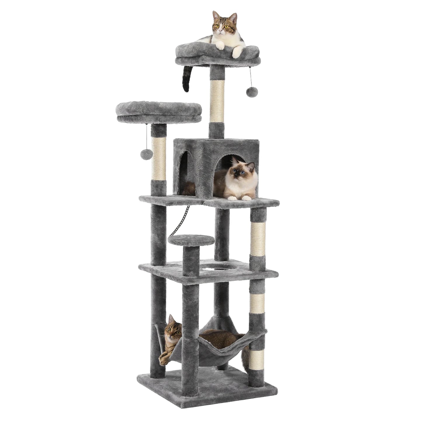 Large Cat Tree Tall Cat Tower for Indoor Cats Multi Level Plush Condo with Scratching Posts Boards Perches Caves