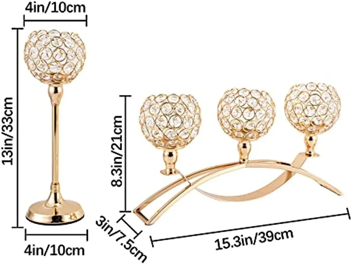 Gold Candle Holders 3 Arm Candelabra Tealight Stand