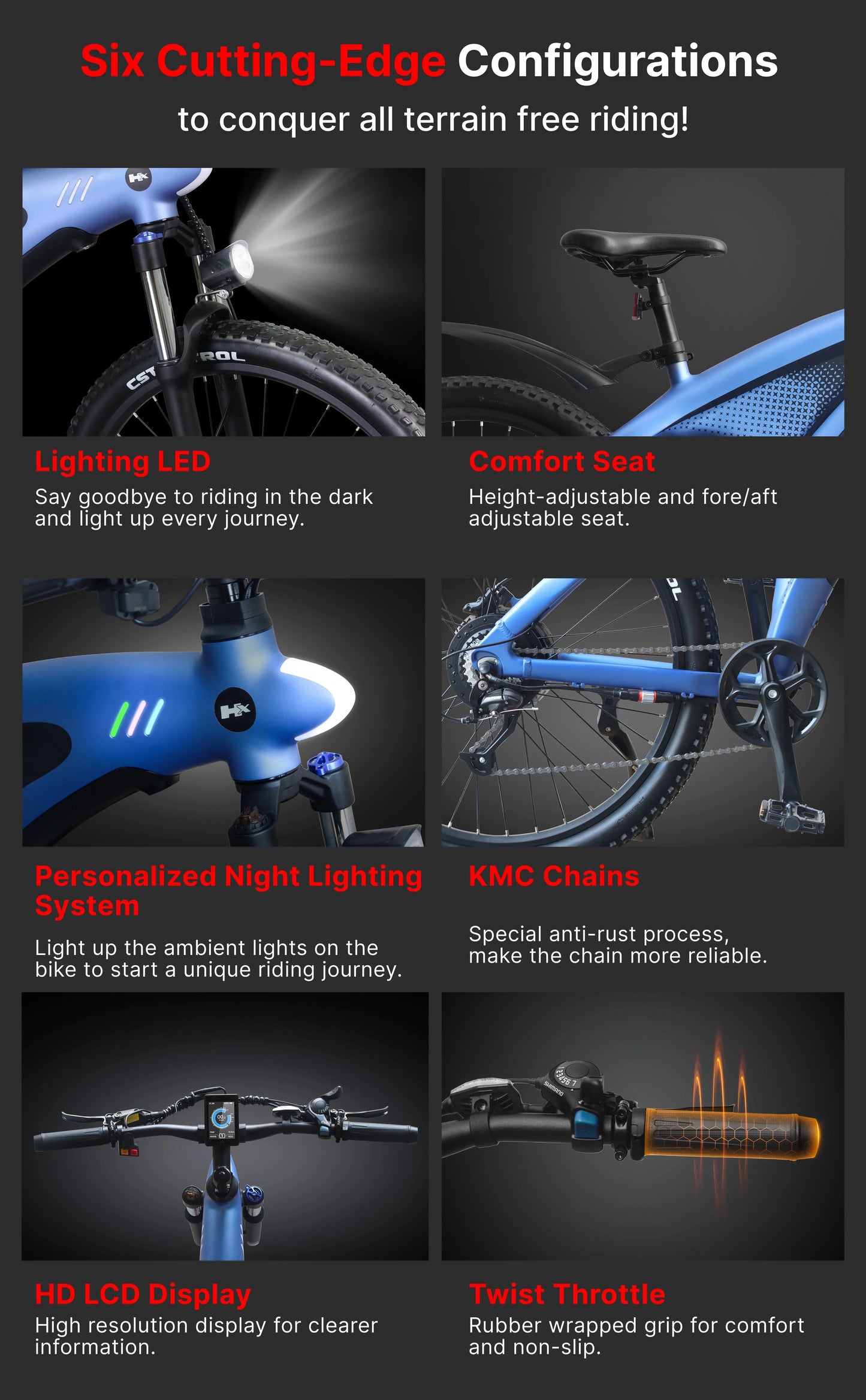 HX Q5 2000W Electric Mountain E Bike 48V 20Ah Off Road