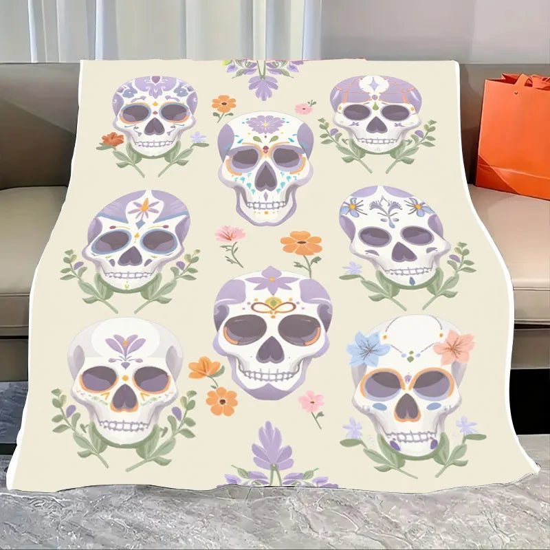 Flannel Blanket All Season Halloween Moon Bat Print