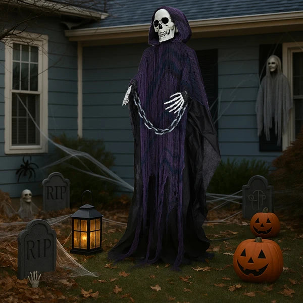 Life Size Grim Reaper Animatronic 6ft Decoration With Sound