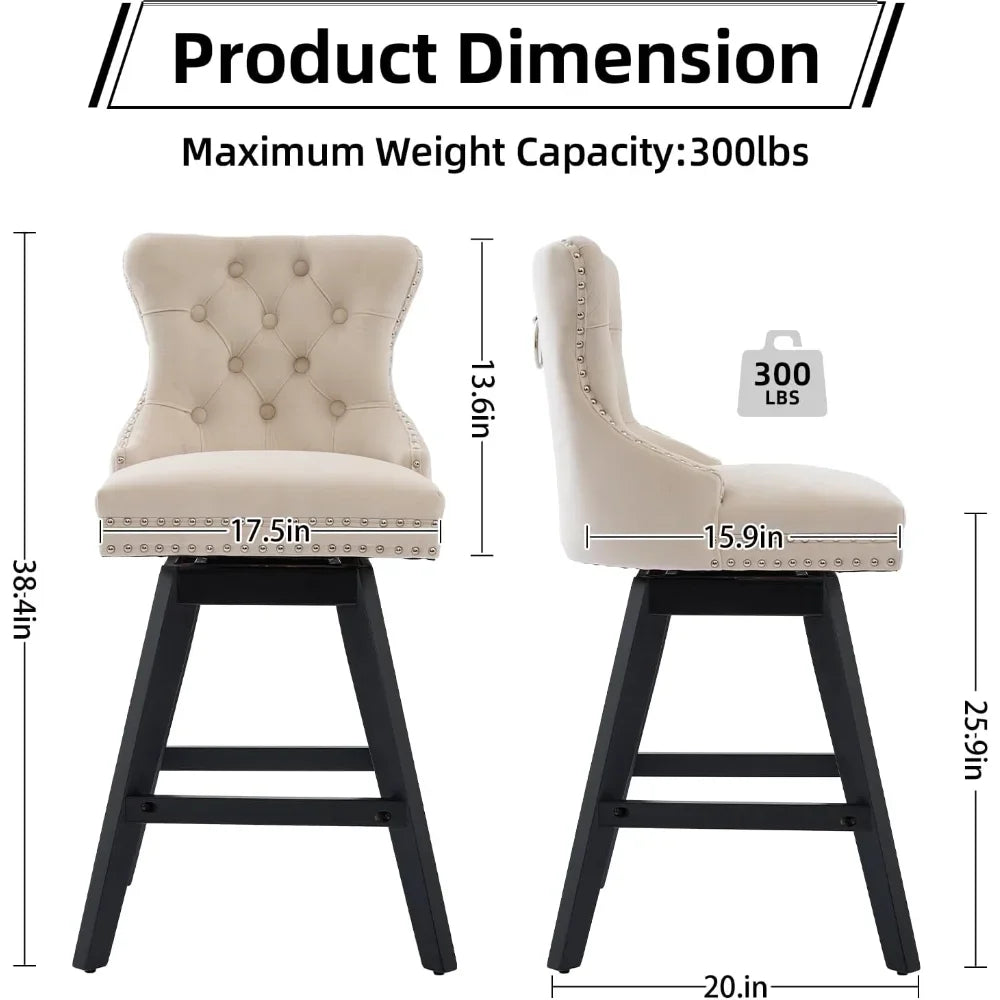 Modern Velvet Counter Height Bar Stools Set Of 2 With Back