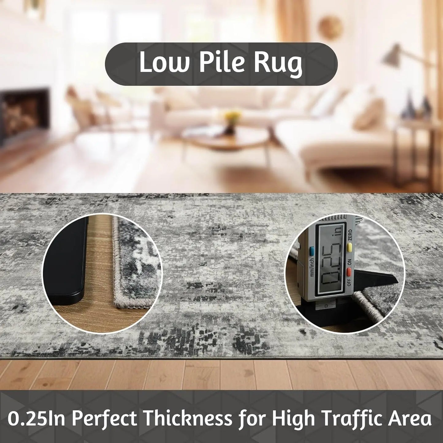 Living Room Area Rugs Soft Large Modern Abstract Boho Vintage Machine Washable Non Slip Carpet Low Pile Rug