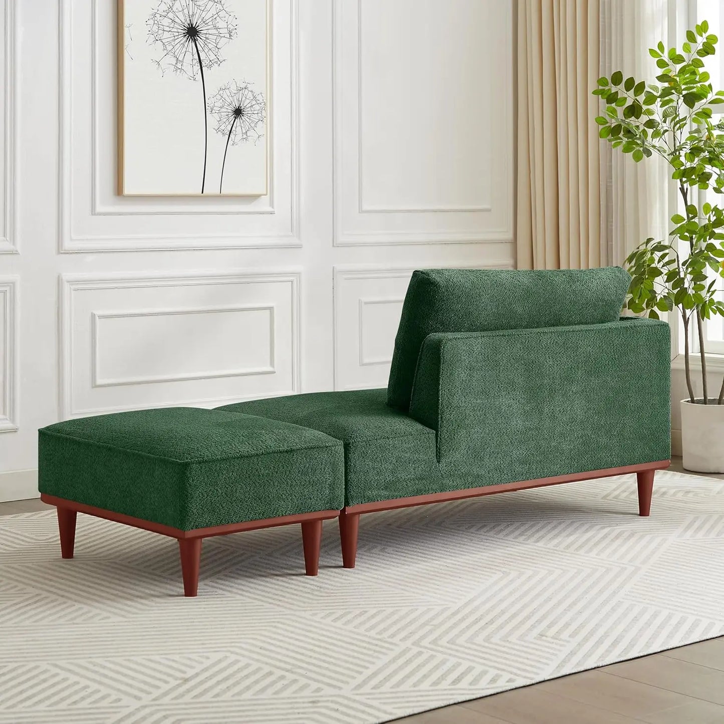 Upholstered Boucle Chaise Lounge Chair With Ottoman For Home Office