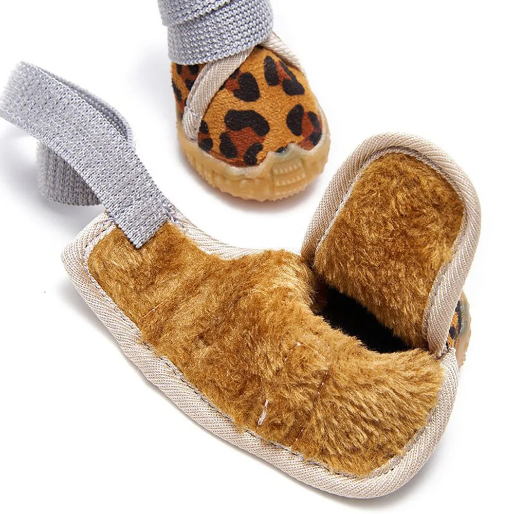4 Pack Dog Winter Boots For Small Dogs Velvet Anti Slip Waterproof Shoes