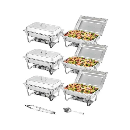 Vevor 8QT Rectangle Chafing Dish Set 4 Pack Stainless Steel Buffet Server Food Warmer Catering Equipment