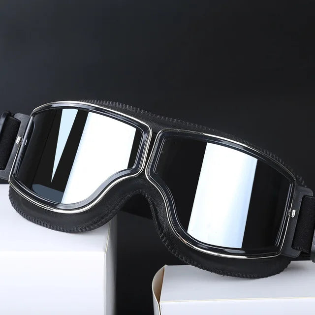Motorcycle Glasses Windproof Leather Retro Sunglasses Universal Folding Frames